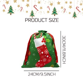 BAISDY 6Pcs Christmas Drawstring Gift Bags Reusable Xmas Buffalo Plaid Snowflake Gift Bags for Holiday Party Present