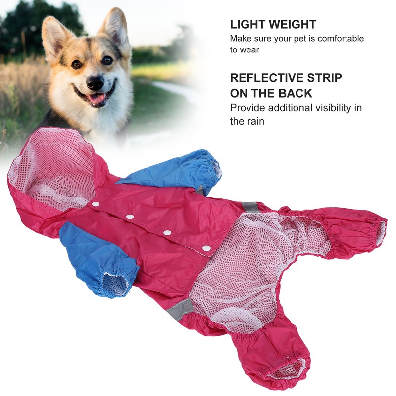 Pet Raincoat Waterproof Dog Coat Jacket with Reflective Strip Breathable
