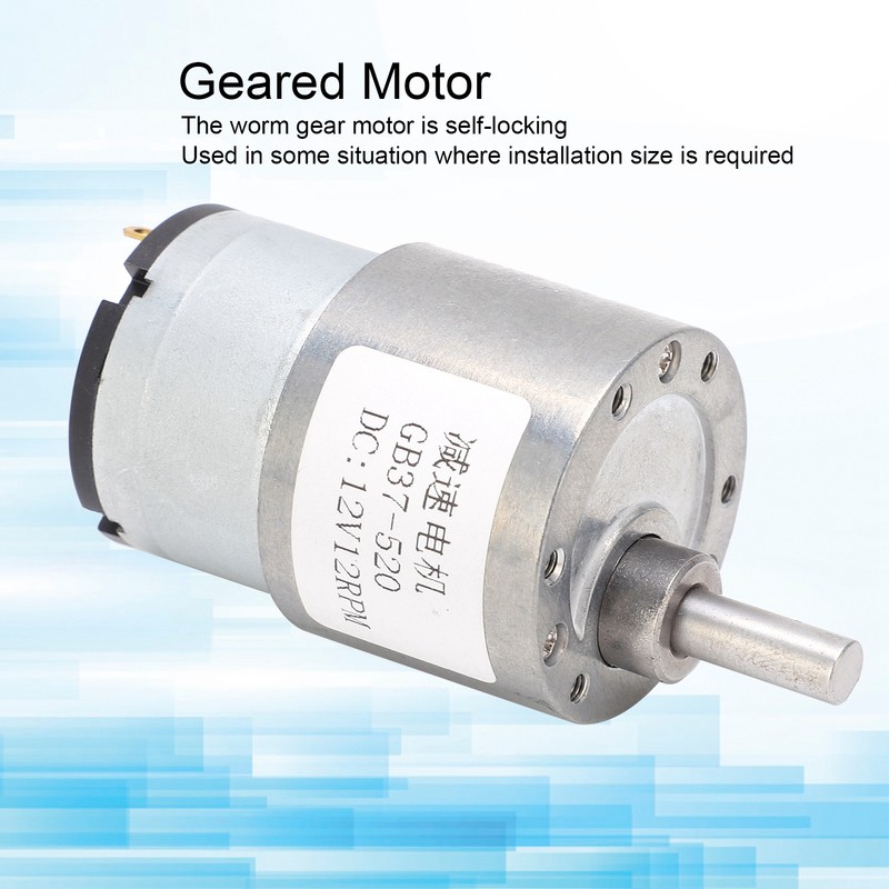 DC Motor 12V 12RPM Reducer Shaft SelfLocking Geared Motor for