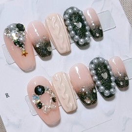 Black Chic Chris Handmade Nail Tips - Short Ballerina / 블랙시크크리스 수제네일팁 - 숏발레리나