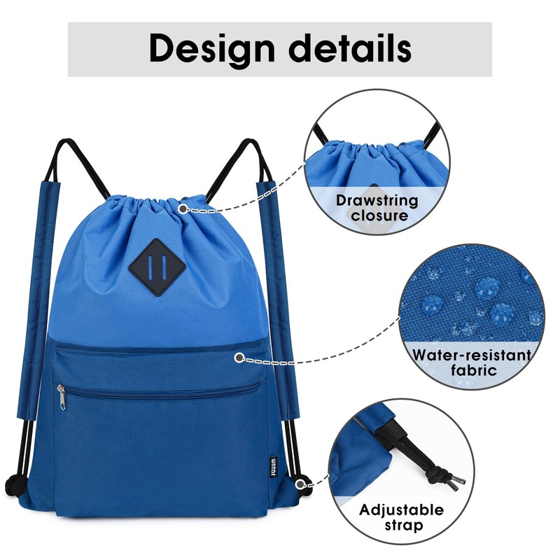 WANDF Drawstring Backpack, Sports Gym Bag with Wet Pocket, Water