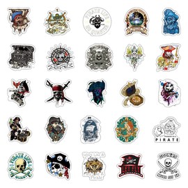 100 Packs Pirates Stickers Water Bottles Laptop Phone Motorcycle Computer Guitar Skateboard Hydroflasks Skull and Crossbones Vinyl Sticker Waterproof Aesthetic Trendy Decals for Teens Girls Adults