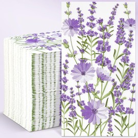 Homlouue - Servilletas florales de lavanda morada, 100 toallas desechables de 3 capas, toallas de papel desechables para baño, servilletas de papel florales desechables, servilletas de papel de flores