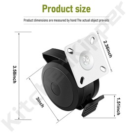 KitchenKipper 4 Pack 69828 69827 Locking Caster for Weber Spirit 200/300 Series Gas Grills (2013 and Newer) with Up Front Controls - Heavy Duty Fixed Locking Casters with Mounting Plates and Screws