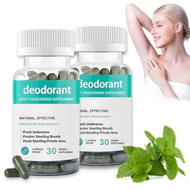 2 btl /60 Tabs Desodorante Interno,Pastillas Desodorante Corporal Unisex,Pastillas de Clorofila Olor Corporal para Suplementos Nutricionales,Desintoxicación y Limpieza Natural