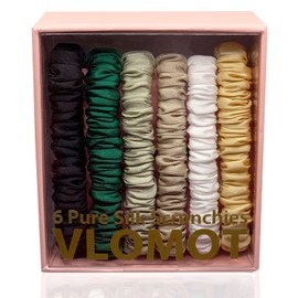 VLOMOT Juego 6 Coleteros Seda Morera 100% Pura Para El Cabello Con 6 Colores Elegantes Para El Día A Día Coleteros Seda Para El Cuidado Del Cabello Sin Daños () 6 Unidades (Paquete 1) Verd