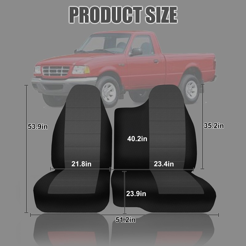 EDIETH Black Oxford Fabric 60/40 Split Seat Covers for Ford