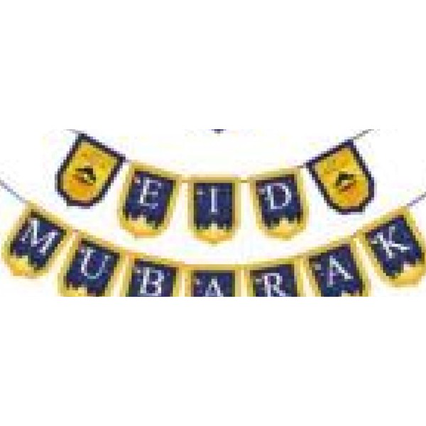 Yellow and Blue Eid Mubarak decor/blue and Gold Banner Ramadan