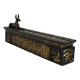 Ebros Gift Egyptian God of The Dead Anubis Jackal Dog Incense Burner and Storage Box Holder Sculpture Home Fragrance Accessory Egypt God of Afterlife and Mummification Usher of The Dead Figurine