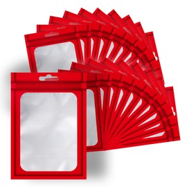 YOTOZU 100-Pack Resealable Ziplock Food Storage Bag Aluminium Foil Mylar Smell Proof Plastic Flat Clear Window Packaging Pouch for Party Favor Food Candy Jewelry Lip Gloss Optional Multi Color