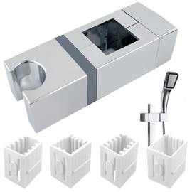 Adjustable Shower Bracket, 360° Rotation Shower Head Holder No Drilling Shower Rail Head Holder ABS Chrome Hand Sprayer Head Slider Holder for Rectangular Slider Rail (18x30, 22x22, 25x25, 30x15mm)