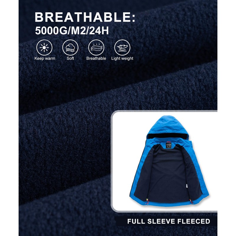 YoungSoul Kids Waterproof Rain Jacket with Detachable Hood - blue,