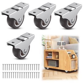 SKMYL 1.5 Inch Small Fixed Caster Wheels with Quiet Rolling,Drawer Rollers Plate Rubber Side Mount Caster Wheels for Furniture,Drawers, Storage Bins(Brown,4PCS)