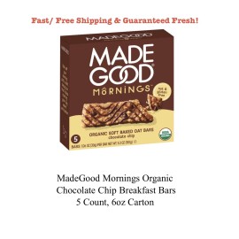 MadeGood Mornings Organic Chocolate Chip Breakfast Bars, 5 Count, 6oz Carton