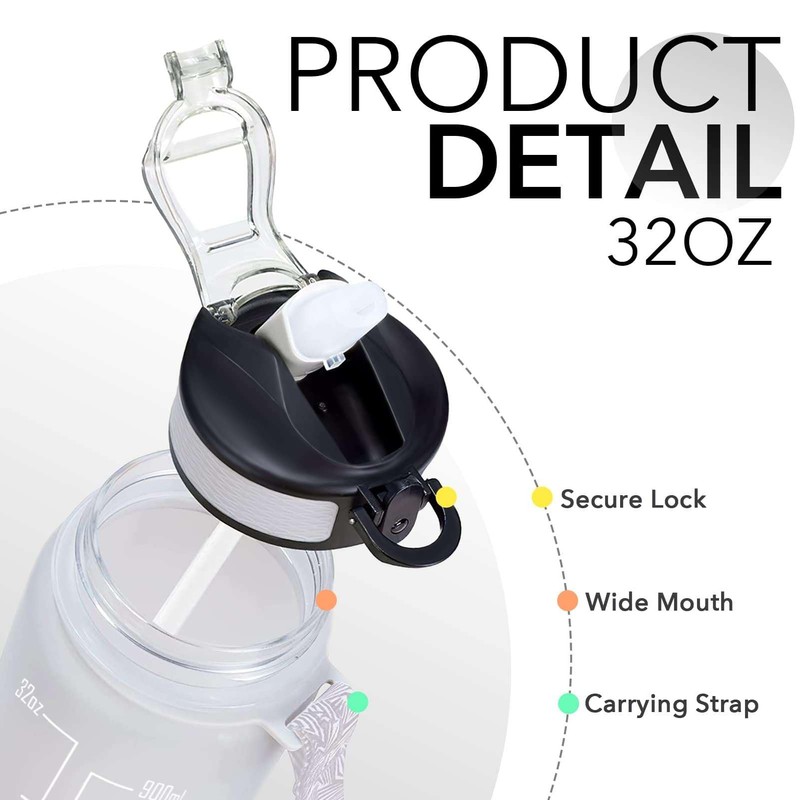 2002 Time Marked 1L Water Bottle with Straw and Neoprene