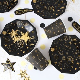 Pooka Galaxy - Platos de fiesta (8 unidades), platos de papel con estrellas temáticas, 7 pulgadas, estilo moderno, sostenible, suministros para fiestas