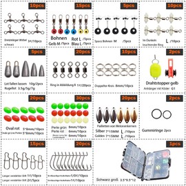 Alriedy 183-Piece Fishing Accessories Set - Fishing Accessories with Fishing Hook Set, Swivel Fishing, Rubber Beads Fishing & Box for Fresh/Saltwater