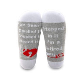 MBMSO 2 Pairs Retired Nurse Socks Funny Nurse Retirement Gifts Socks Novelty Nurse Retired Gifts Nursing Retirement Gifts, 2 Pairs Retired Nurse Socks, Large