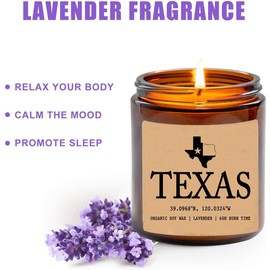 HTDesigns Texas Scented Soy Wax Candle - Lavender - 8oz - Rustic Jar - Unisex - Brown - All Season - Home Decor - Relaxation - Texas Theme - 50hr Burn Time