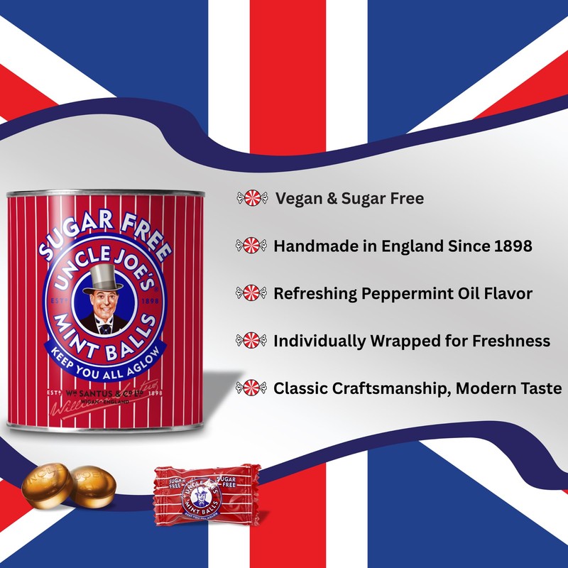 Uncle Joe’s Sugar Free Mint Balls 4.23 Oz Tin (Pack