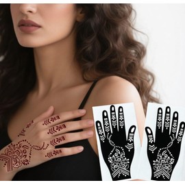 yufana Henna Schablone Set, Henna Tattoo, 14 Blatt Henna Tattoo Schablone Kit, 281 Temporäre Tattoo -Vorlage, Wiederverwendbar Körperkunst für Frauen, Teenager, Erwachsene