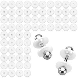 100 Pcs Silicone Earring Backs Stoppers for Piercings, 7 mm Ear Lobe Support Patches Clear Discs Stabilizer Pads for Heavy Earrings, Healing Non-Pull Earlobe Support Patches, Piercing Bumps​