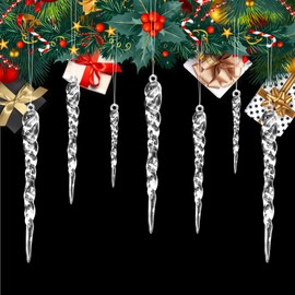 CONNECTION Pack of 42 Christmas Tree Decorations Icicle Pendant Icicle Christmas Decoration Transparent Acrylic Icicle Christmas Icicle Christmas Tree Icicle Acrylic Icicle Decoration Icicle Ornaments