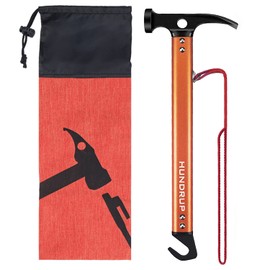 [Enhanced Version] Peg Hammer, Camping Hammer, Tent Peg, High Carbon Steel, Hammer, Includes Rivets for Fixing, Storage Bag Included (Random Color), 3-in-1 Multi-functional, Tent Hammer, Aluminum, Lightweight, Peg Hammer, Pull, Dirt Riding, Outdoors, Cli