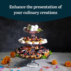 Libbey Selene 3 Tier Serving Stand Set, Elegant, Curvy Style Glass Dessert Stand, Dishwasher Safe 3 Tiered Dessert Stand for Fruit and Candy bowls