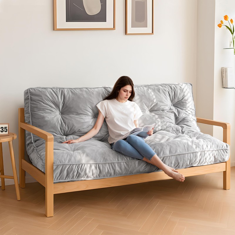 MAXYOYO 6" Futon Mattress Full Size, Velvet Thick Futons Sofa