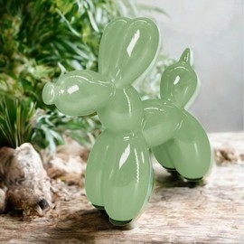 Figura Decorativa de Perro Globo, De Ceramica, Decoración Del Hogar, 11*11*5cm, Estatua de Perro con Globo Galvanizado, Brillante, Escultura Artística, Decoración Moderna (1, Verde)