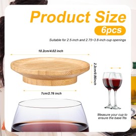 6pcs Wine Glass Charcuterie Topper, 4x1in Wine Glass Topper Charcuterie Plate Bamboo Wine Glass Charcuterie Board Topper Wine Glass Topper Coasters for Appetizer Desserts