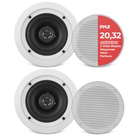 Pyle 6.5” Ceiling Wall Mount Speakers-Pair of 2-Way Midbass Woofer Speaker 1/2'' Polymer Dome Tweeter Flush Design w/70Hz-20kHz Frequency Response&200 Watts Peak Easy Installation-Pyle PDIC61RD