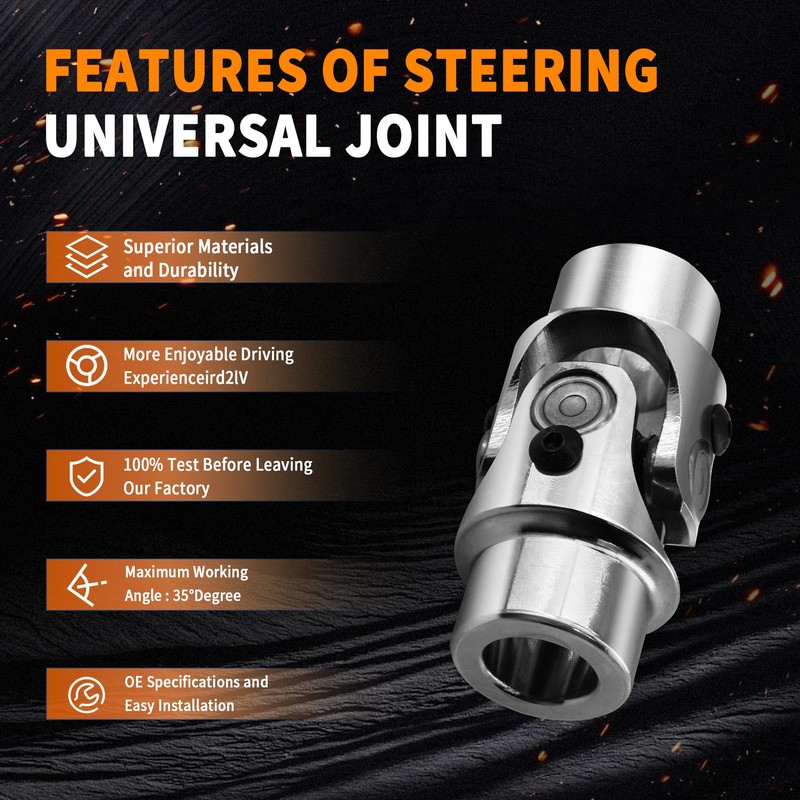 3/4" Round x 3/4" Smooth Round Chrome Steering Universal Joint