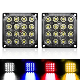 Super Bright LED Daylight, Strobe Light, Work Light, Strobe Flash, Work Light, Switchable, Flashing, Emergency Warning Light, Strobe, For Universal Cars, 12V, 24V, Car, Motorcycle, Truck, 16 LED Thin,