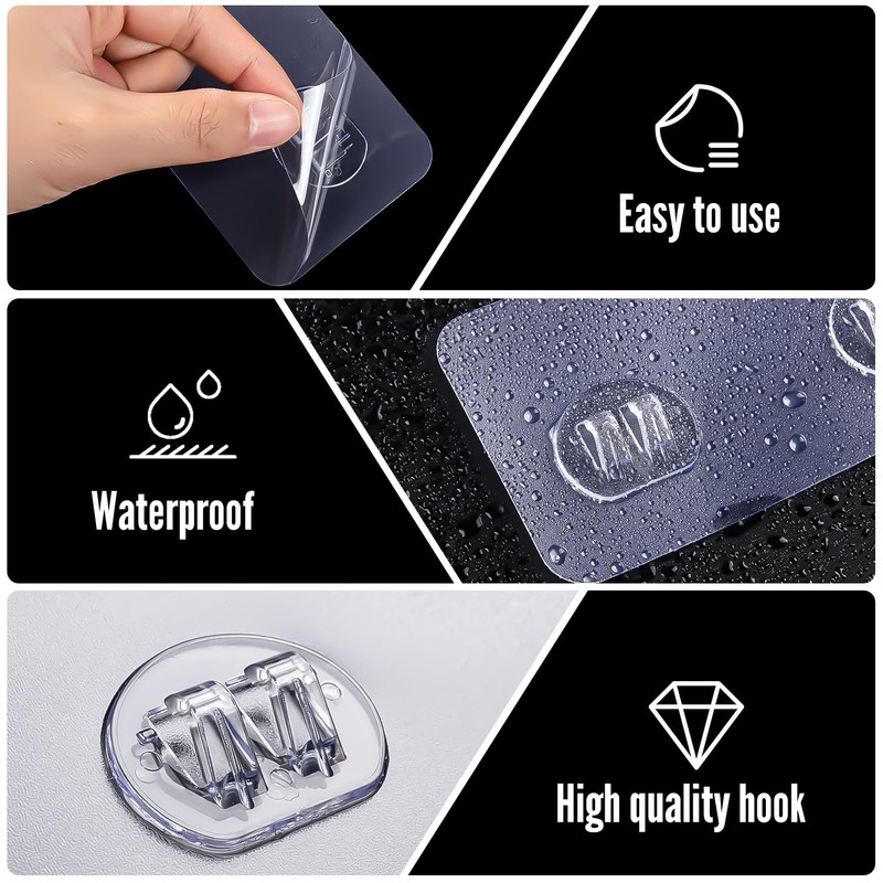 LHSYFBZ 48Pack Shower Caddy Adhesive Hooks Replacement, Shower Shelf Adhesive