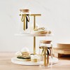 Santa Barbara Design Studio 2-Tiered Marble Tray with Gold Metal