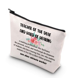 BDPWSS Deaf Education Teacher Gift Teacher of The Deaf and Hard of Hearing Makeup Bag ASL Teacher Gift SPED School Gift (Deaf Hard Noun CA)