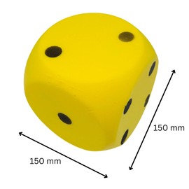 alldoro 63106 Foam Dice in Yellow, 15 x 15 cm, 149 g, Extra Soft for Kids, Indoor and Outdoor