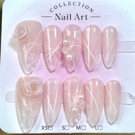 Cheongcho Mutrose Handmade Nail Tips - Almond / 청초 뮤트로즈 수제네일팁 - 아몬드