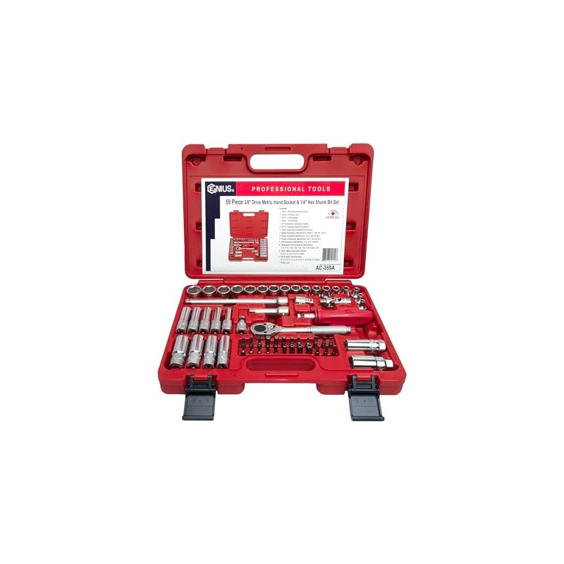 Genius Tools 59 Piece 3/8" Dr. Metric Hand Socket &