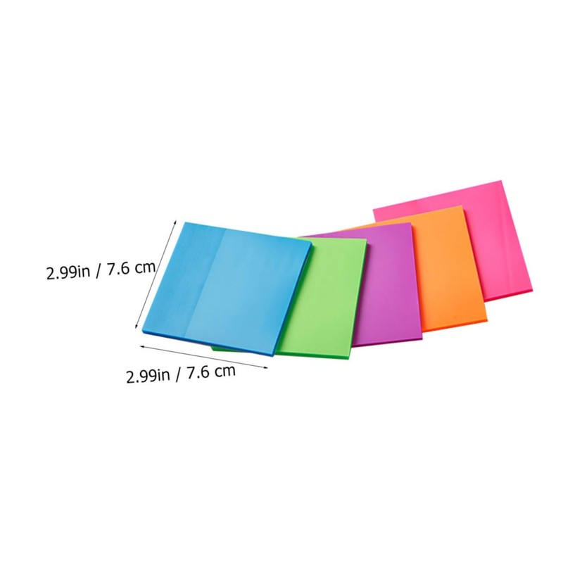 Operitacx Pack of 5 Office Transparent Note Coloured Stickers Notepad