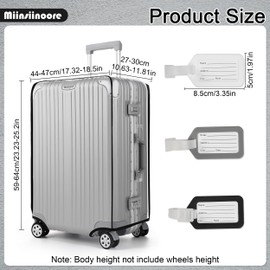 Clear PVC Luggage Cover, 26 Inch Suitcase Cover Luggage Protector with 3 Luggage Tags, Waterproof Suitcase Cover Protector Protective Cover Suitcase Covers for Travel Luggage Suitcase