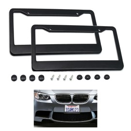 Black Matte License Plate Frames Stainless Steel License Plate Cover, License Plate Holder with 2 Holes, Universal Tag Frames with Screws for car Front and Rear，for Men & Women