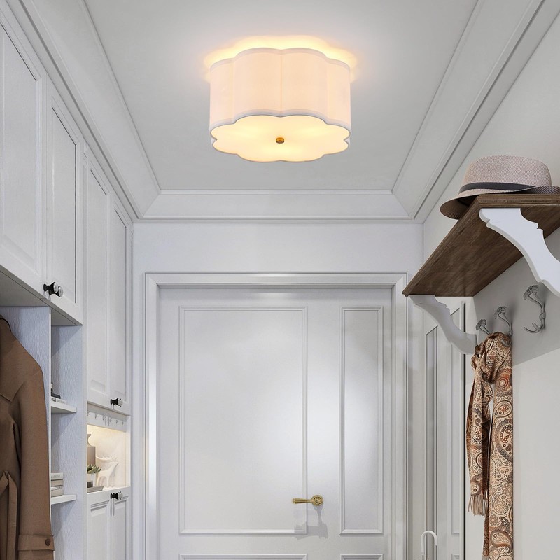 Widluth Modern Drum Semi Flush Mount 3-Light Gold Ceiling Lighting