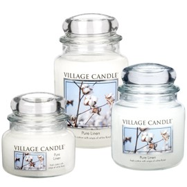 Village Candle Pure Linen 16 oz Glass Jar Scented Candle, Medium