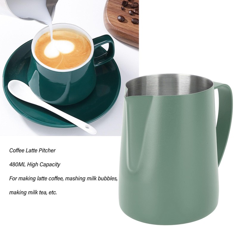 Stainless Steel Coffee Milk Frothing Pitcher, 600ml, Point Mouth Design,