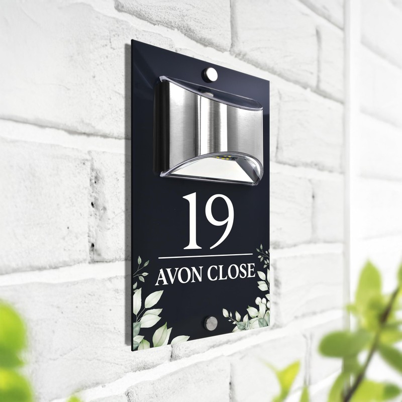 Custom Signs Solar Illuminated Modern Anthracite House Number Sign 24cm