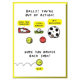 Balls! You're Out of Action! Hope You Bounce Back Soon! Funny Get Well Card