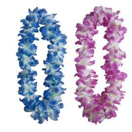 Pujiama 4 PCS Hawaiian Leis Necklace Tropical Luau Hawaii Flower Lei Theme Party Favors for Adults Kids Holiday Wedding Beach Birthday Decorations I Hawaiian Leis Party Supplies